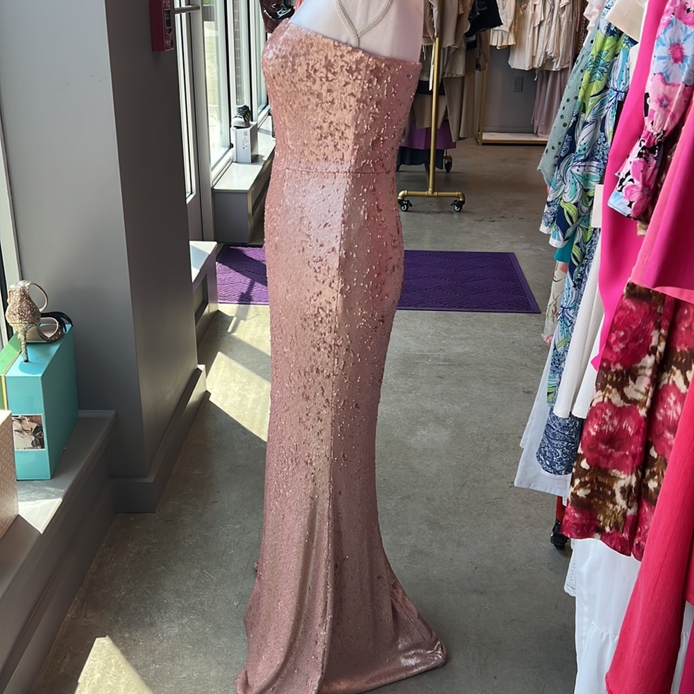 Dress the Population Ellen Strapless Blush Sequin Evening Dress - Picture 4 of 6